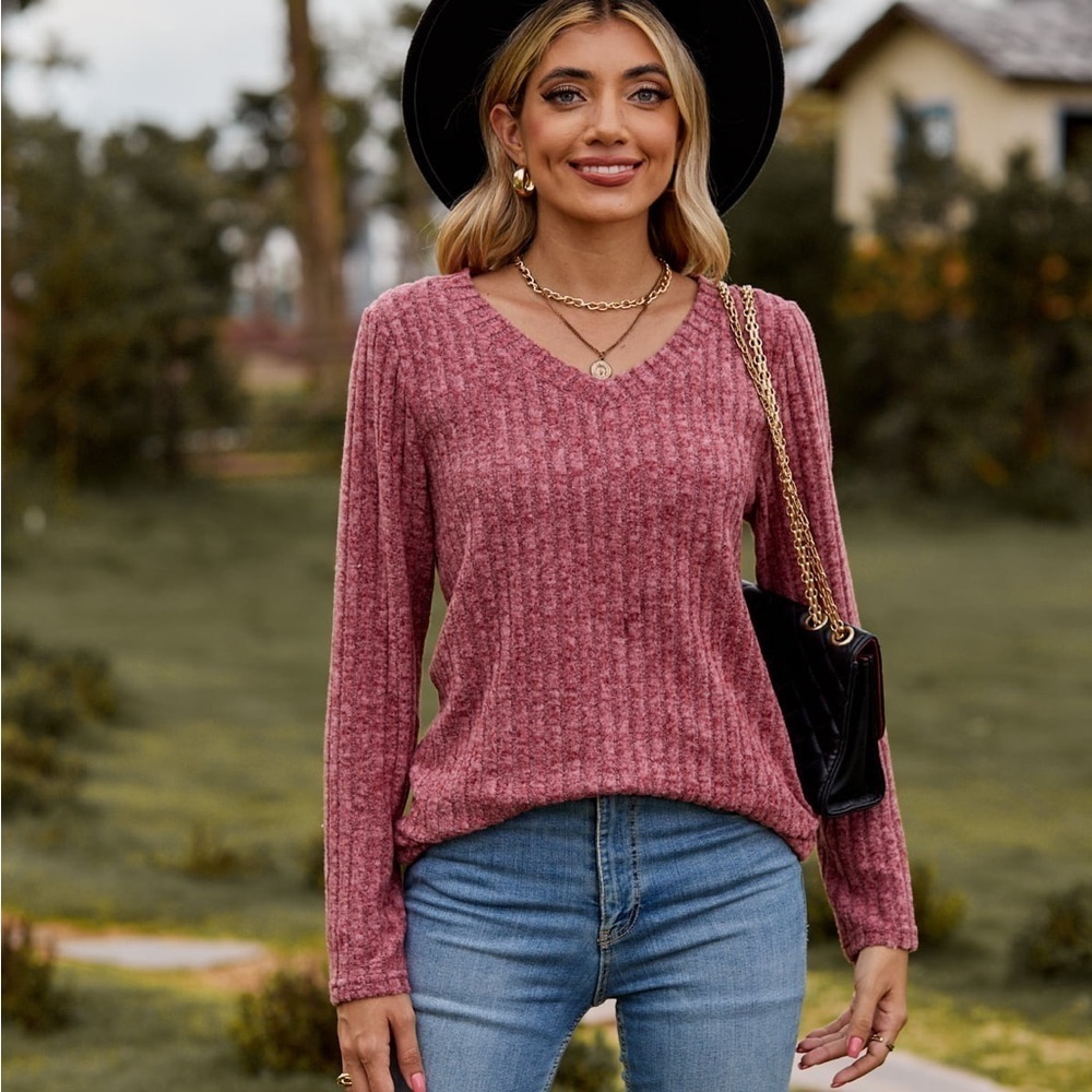 Classic Chic Ribbed V-Neck Sweater